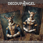 貴族の鹿カップル2デザインのデコページ 薄葉紙