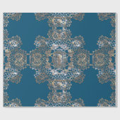 貴族専用モノグラムブルーエレガントホリデイ ラッピングペーパー (フラット)