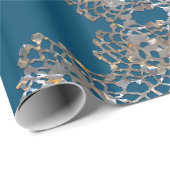 貴族専用モノグラムブルーエレガントホリデイ ラッピングペーパー (ロールコーナー)