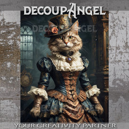 貴族的な子猫のポートレート-Decompage- 薄葉紙