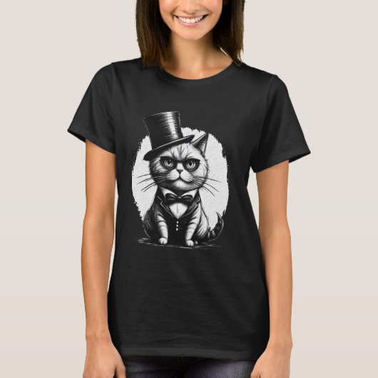 貴族的な猫 - 笑える猫 Tシャツ (正面)