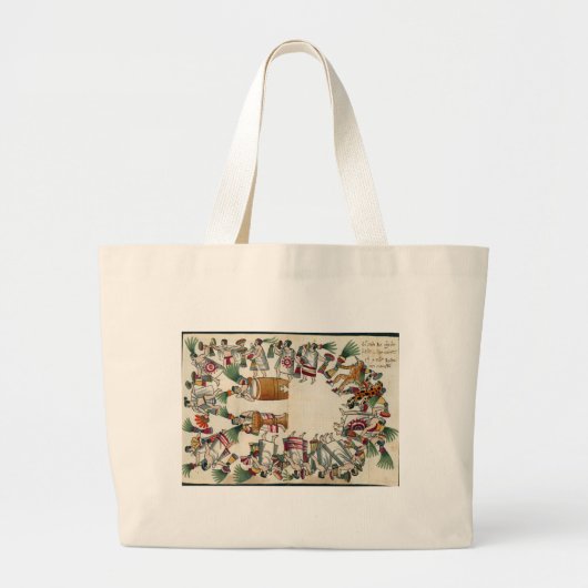 貴族踊りのアステカスタイル ラージトートバッグ (正面)