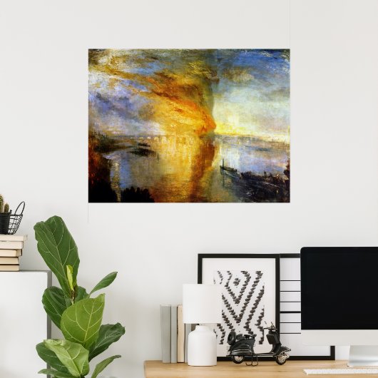 貴族院と下院の燃え盛り ポスター (ホームオフィス)