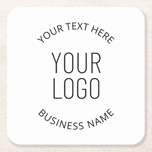 貴社のロゴとカスタマイズ可能なメッセージ スクエアペーパーコースター (正面)
