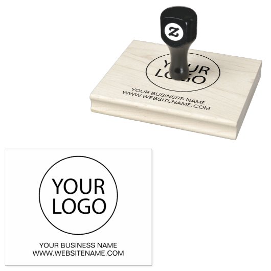 貴社のロゴとテキスト  カスタム ラバースタンプ (押印)