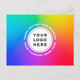 貴社のロゴとテキスト レインボー カスタマイズ サンクスメッセージ ポストカード
