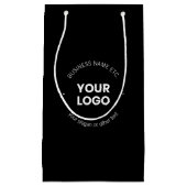 貴社のロゴと編集可能なテキスト | 黒と白 スモールペーパーバッグ (正面)