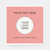 貴社のロゴをここに ピンクと白のランチョン スタンダードランチョンナプキン (正面)