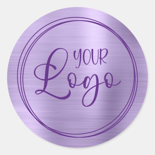 貴社のロゴをここに - 金属調淡紫 ラウンドシール (正面)