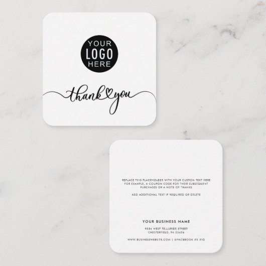 貴社のロゴスクリプト企業のに感謝 ノートカード (正面/裏面)