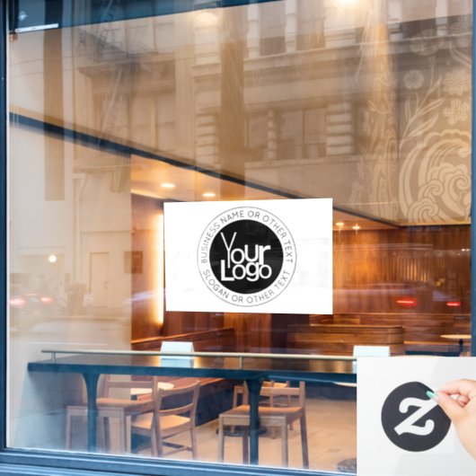 貴社のロゴマーク & 現代的でシンプルな編集可能なテキスト ウィンドウサイン (カフェ窓)