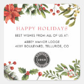 貴社のロゴ入りクリスマス　赤い実 スクエアシール (正面)