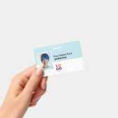 貴社のロゴ、写真、QRコード、名前ID バッジ (手持ち)