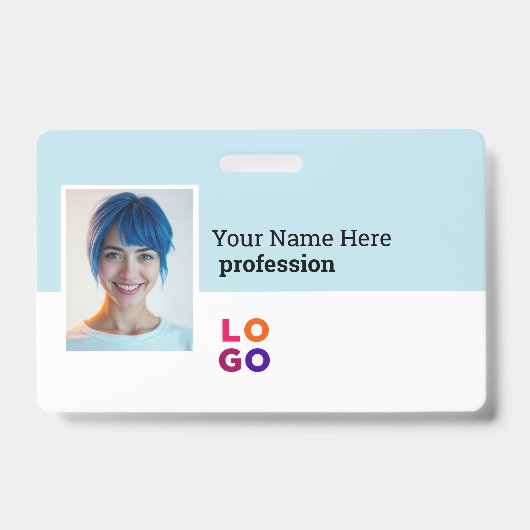 貴社のロゴ、写真、QRコード、名前ID バッジ (正面)