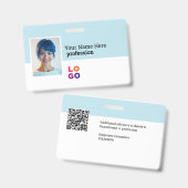 貴社のロゴ、写真、QRコード、名前ID バッジ (正面＆裏面)