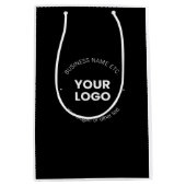 貴社のロゴ＆編集可能なテキスト | 黒と白 ミディアムペーパーバッグ (正面)