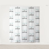 貴社ロゴ ハーフドロップリピート 白バックドロップ タペストリー (正面)