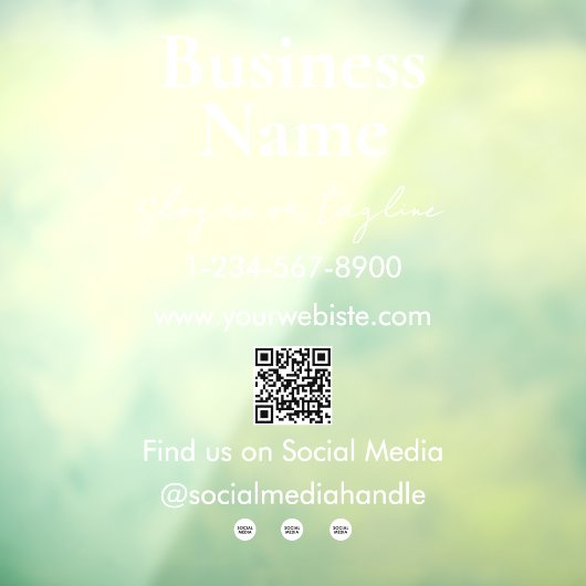 貴社名ストアフロントQRコードソーシャルメディア ウィンドウサイン (シート3)