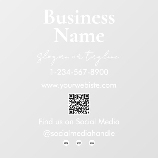 貴社名ストアフロントQRコードソーシャルメディア ウィンドウサイン (シート)