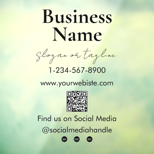 貴社名ストアフロントQRコードソーシャルメディア ウィンドウサイン (シート3)