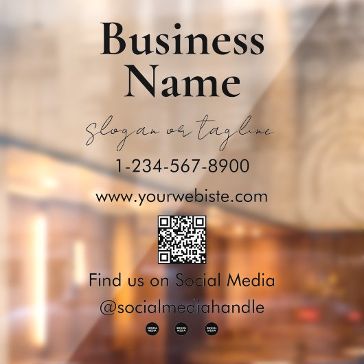 貴社名ストアフロントQRコードソーシャルメディア ウィンドウサイン (シート2)