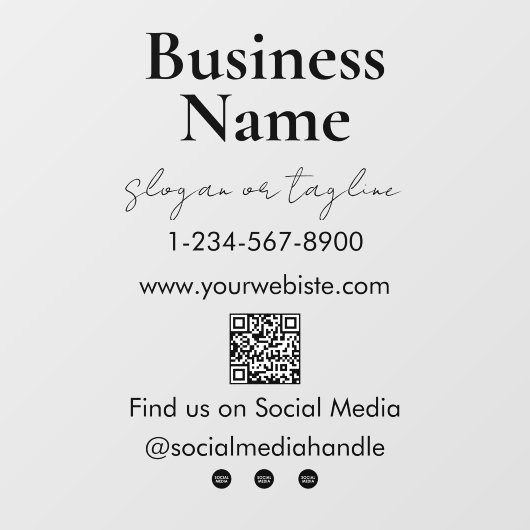 貴社名ストアフロントQRコードソーシャルメディア ウィンドウサイン (シート)