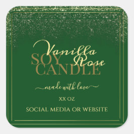 貴製品の包装ラベル濃い緑と金ゴールド スクエアシール