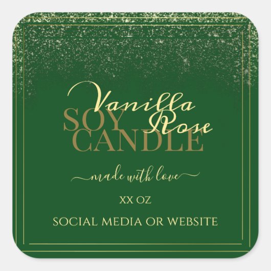 貴製品の包装ラベル濃い緑と金ゴールド スクエアシール (正面)
