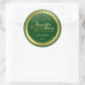 貴製品の包装ラベル濃い緑と金ゴールド ラウンドシール (バッグ)