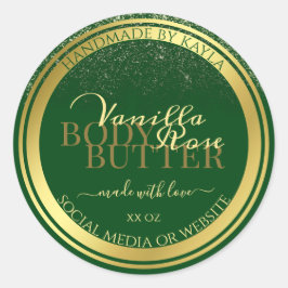貴製品の包装ラベル濃い緑と金ゴールド ラウンドシール