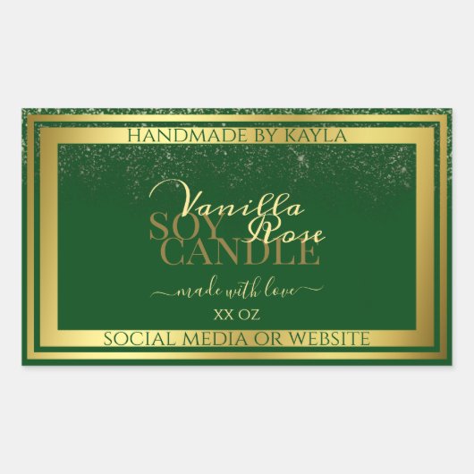 貴製品の包装ラベル濃い緑と金ゴールド 長方形シール (正面)