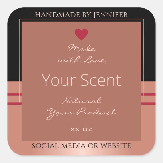 貴製品の包装ラベル茶色およびバラ金ゴールド スクエアシール (正面)