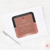 貴製品の包装ラベル茶色およびバラ金ゴールド スクエアシール (封筒)