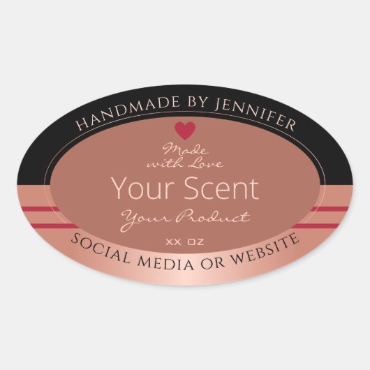 貴製品の包装ラベル茶色およびバラ金ゴールド 楕円形シール (正面)