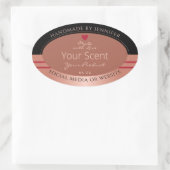 貴製品の包装ラベル茶色およびバラ金ゴールド 楕円形シール (バッグ)