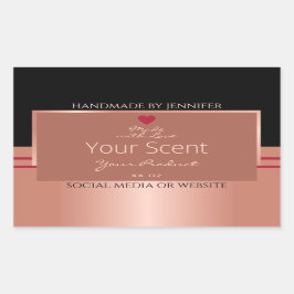 貴製品の包装ラベル茶色およびバラ金ゴールド 長方形シール