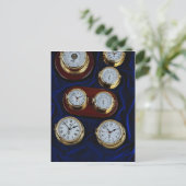 貴重な海洋時計と気圧計 ポストカード (スタンド正面)