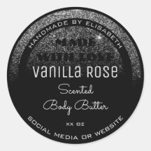 貴重品ラベルブラック&シルバーグリッター雨