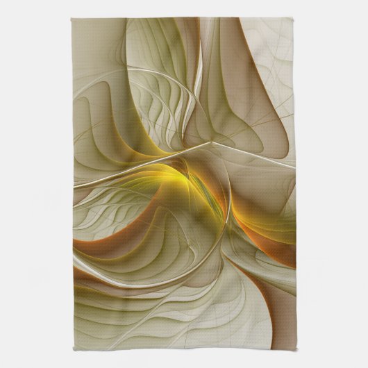 貴金属の色彩、抽象的なフラクタルアート キッチンタオル (縦)