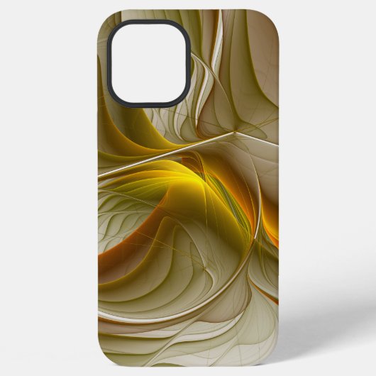 貴金属の色、抽象的なフラクタルアート iPhoneケース (裏面)