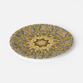 貴金属の金ゴールドの銀のヴィンテージの万華鏡のように千変万化するパターン ペーパープレート (アングル)