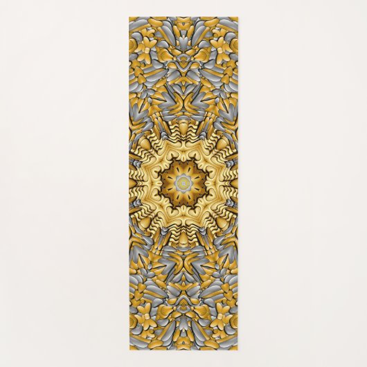貴金属の金ゴールドの銀のヴィンテージの万華鏡のように千変万化するパターン ヨガマット (正面)