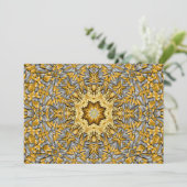 貴金属の金ゴールドの銀のヴィンテージの万華鏡のように千変万化するパターン 招待状 (スタンド正面)