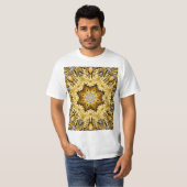 貴金属の金ゴールドの銀のヴィンテージの万華鏡のように千変万化するパターン Tシャツ (正面フル)