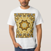 貴金属の金ゴールドの銀のヴィンテージの万華鏡のように千変万化するパターン Tシャツ (正面)