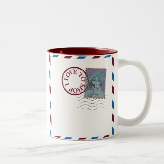 買い物が好きな人のコーヒーマグ ツートーンマグカップ (右)