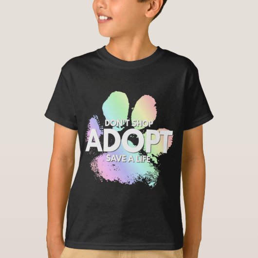 買い物をしないで、採用。犬、猫、レスキュー現物里 Tシャツ (正面)