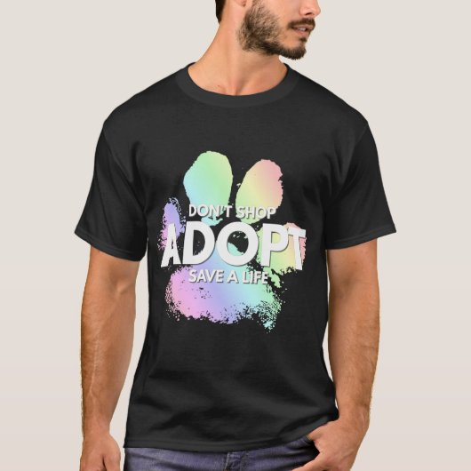 買い物をしないで、採用。犬、猫、レスキュー現物里 Tシャツ (正面)