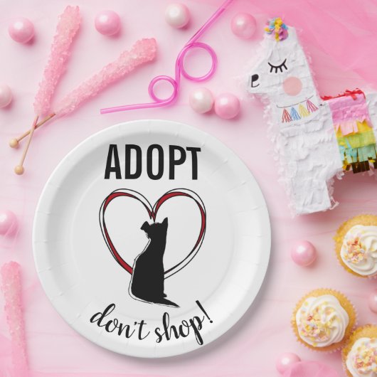 買い物をしない!ハート形の子犬 ペーパープレート (パーティー)