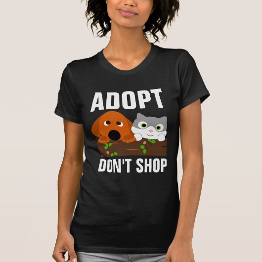 買い物をしない、猫と犬の救出Tシャツ Tシャツ (正面)